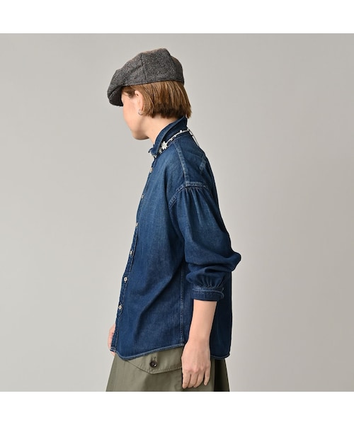 45R（フォーティファイブアール）の「45プチデニムのちび襟長袖クッペシャツ（加工）（その他・レディース・76-インディゴ淡/78-インディゴ焦・02-M/03-L）」の6枚目の写真