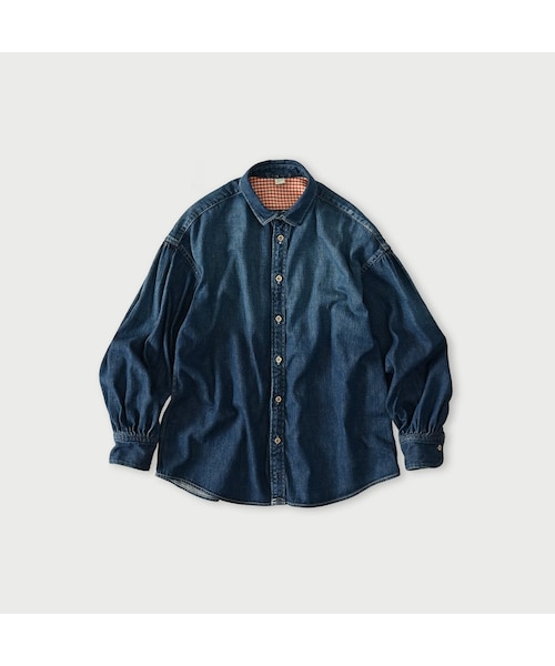 45R（フォーティファイブアール）の「45プチデニムのちび襟長袖クッペシャツ（加工）（その他・レディース・76-インディゴ淡/78-インディゴ焦・02-M/03-L）」の2枚目の写真