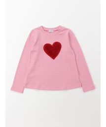 HAKKA KIDS（ハッカキッズ）の「ハートファーアップリケ長袖Tシャツ（トップス・キッズ）」