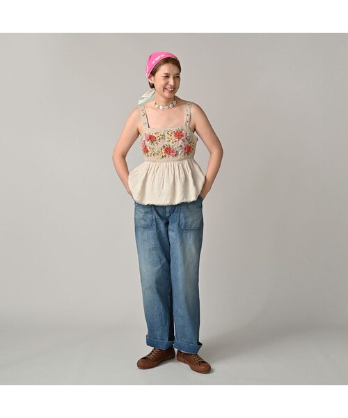 45R（フォーティファイブアール）の「リネン重ね刺繍のキャミソール（その他・レディース・12-ベージュ・00-フリー）」の4枚目の写真