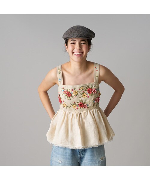 45R（フォーティファイブアール）の「リネン重ね刺繍のキャミソール（その他・レディース・12-ベージュ・00-フリー）」の3枚目の写真