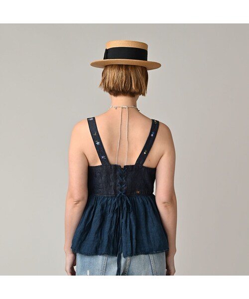 45R（フォーティファイブアール）の「リネン重ね刺繍のキャミソール（藍・インディゴ）（その他・レディース・79-藍・インディゴ・00-フリー）」の6枚目の写真