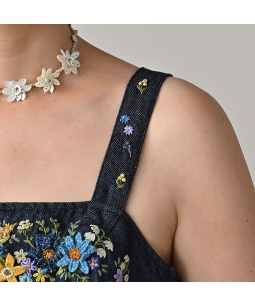 45R（フォーティファイブアール）の「リネン重ね刺繍のキャミソール（藍・インディゴ）（その他・レディース・79-藍・インディゴ・00-フリー）」の7枚目の写真
