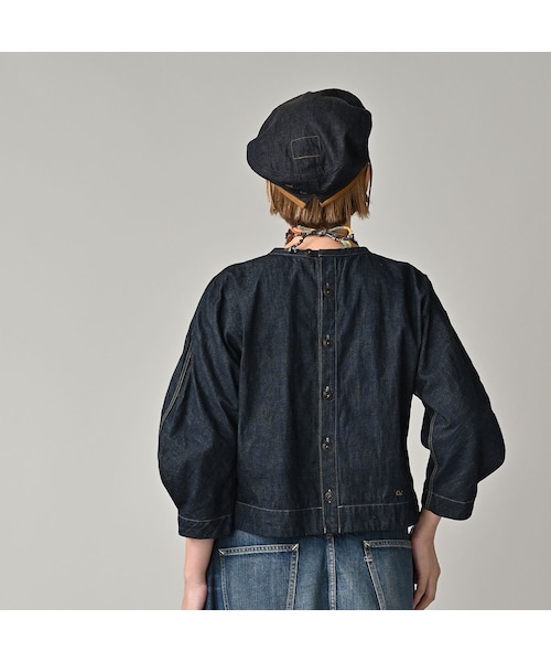 45R（フォーティファイブアール）の「麦比古デニムのまるパフブラウス（その他・レディース・79-インディゴ 濃・02-M/03-L）」の6枚目の写真