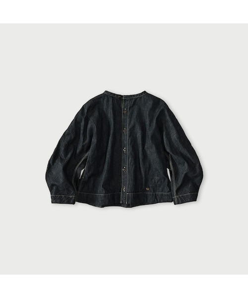 45R（フォーティファイブアール）の「麦比古デニムのまるパフブラウス（その他・レディース・79-インディゴ 濃・02-M/03-L）」の2枚目の写真