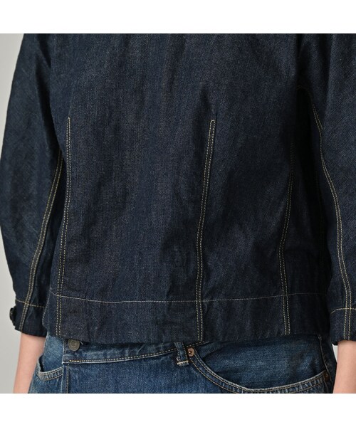 45R（フォーティファイブアール）の「麦比古デニムのまるパフブラウス（その他・レディース・79-インディゴ 濃・02-M/03-L）」の8枚目の写真