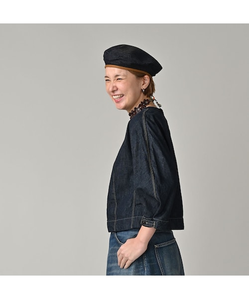 45R（フォーティファイブアール）の「麦比古デニムのまるパフブラウス（その他・レディース・79-インディゴ 濃・02-M/03-L）」の5枚目の写真