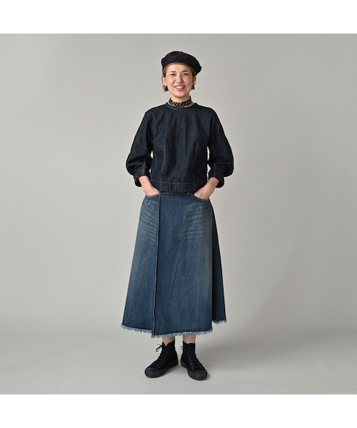 45R（フォーティファイブアール）の「麦比古デニムのまるパフブラウス（その他・レディース・79-インディゴ 濃・02-M/03-L）」の3枚目の写真