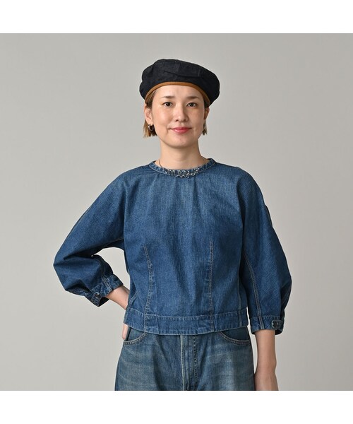 45R（フォーティファイブアール）の「麦比古デニムのまるパフブラウス（加工）（その他・レディース・77-インディゴ 重・02-M/03-L）」の4枚目の写真