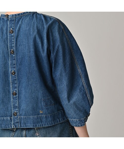 45R（フォーティファイブアール）の「麦比古デニムのまるパフブラウス（加工）（その他・レディース・77-インディゴ 重・02-M/03-L）」の12枚目の写真