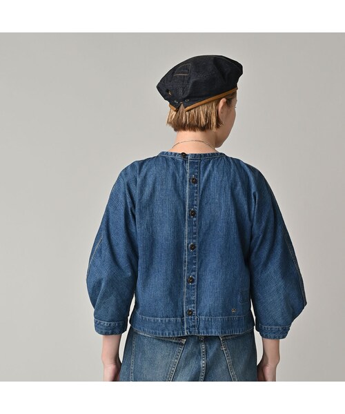 45R（フォーティファイブアール）の「麦比古デニムのまるパフブラウス（加工）（その他・レディース・77-インディゴ 重・02-M/03-L）」の6枚目の写真