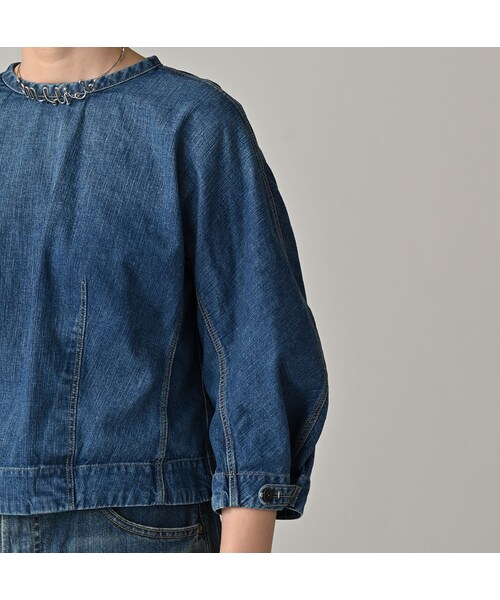 45R（フォーティファイブアール）の「麦比古デニムのまるパフブラウス（加工）（その他・レディース・77-インディゴ 重・02-M/03-L）」の8枚目の写真