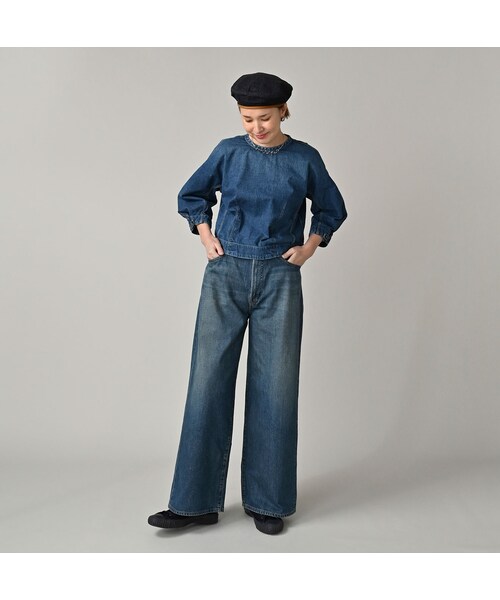 45R（フォーティファイブアール）の「麦比古デニムのまるパフブラウス（加工）（その他・レディース・77-インディゴ 重・02-M/03-L）」の3枚目の写真