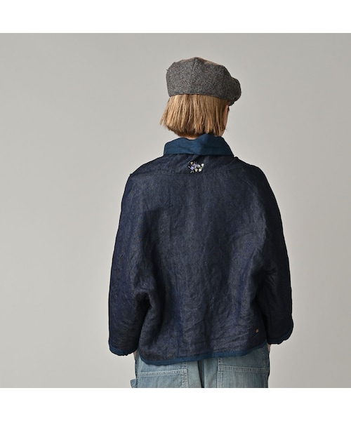 45R（フォーティファイブアール）の「リネン重ね刺繍のボレロ（藍
