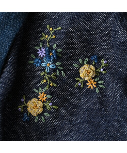 45R（フォーティファイブアール）の「リネン重ね刺繍のボレロ（藍