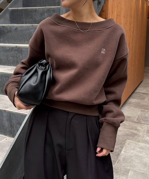 CAPRICIEUX LE'MAGE（カプリシューレマージュ）の「1ポイントボンディングスウェット（Tシャツ/カットソー・レディース・オフホワイト/ブラウン/グレー・F）」の3枚目の写真