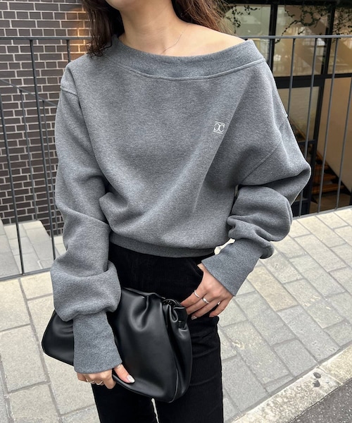 CAPRICIEUX LE'MAGE（カプリシューレマージュ）の「1ポイントボンディングスウェット（Tシャツ/カットソー・レディース・オフホワイト/ブラウン/グレー・F）」の2枚目の写真