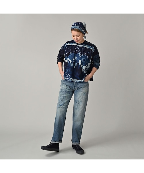 45R(フォーティファイブアール)の「インディゴ平の絵本バンダナブラウス(その他・レディース・70-インディゴ�@/71-インディゴ�A/73-インディゴ�B/74-インディゴ�C・00-フリー)」の6枚目の写真