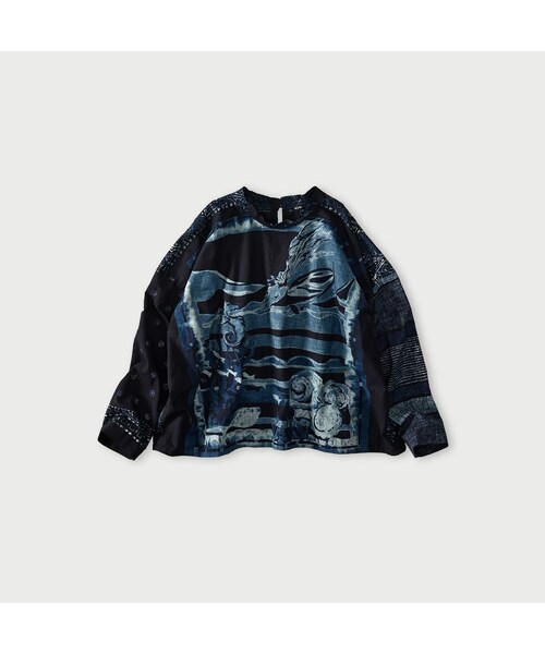 45R(フォーティファイブアール)の「インディゴ平の絵本バンダナブラウス(その他・レディース・70-インディゴ�@/71-インディゴ�A/73-インディゴ�B/74-インディゴ�C・00-フリー)」の2枚目の写真