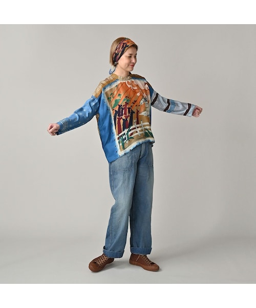 45R（フォーティファイブアール）の「シルクの絵本バンダナブラウス（その他・レディース・32-キイロ/43-ピンク/72-ブルー/84-茶・00-フリー）」の10枚目の写真