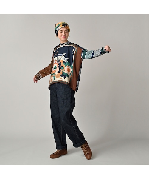 45R（フォーティファイブアール）の「シルクの絵本バンダナブラウス（その他・レディース・32-キイロ/43-ピンク/72-ブルー/84-茶・00-フリー）」の12枚目の写真