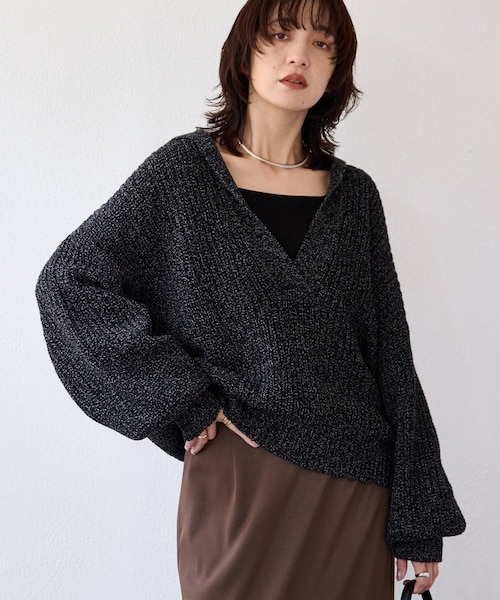 予約【抜け感のある着こなしに】メランジスキッパーニット