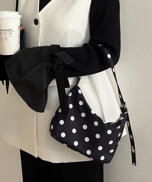 prose verse(プロズヴェール)の「ドットミニバッグ(ハンドバッグ・レディース・オフホワイト/ブラック・F)」の2枚目の写真