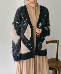 ear PAPILLONNER（イアパピヨネ）の「アーガイルニットカーディガン【SUM1 STYLE(スミスタイル)】（トップス）」