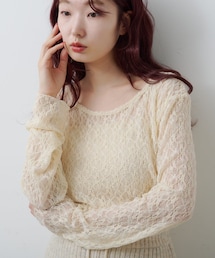 Kastane（カスタネ）の「レースシアートップス（Tシャツ/カットソー）」