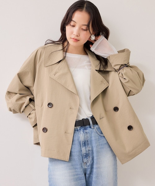 VIS（ビス）の「ショートトレンチコート/UVケア・撥水・花粉ガード（トレンチコート・レディース・ベージュ系/ネイビー・F）」の10枚目の写真