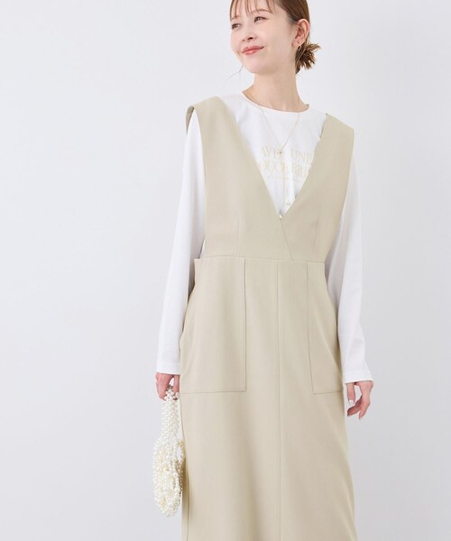 ROPE' PICNIC(ロペピクニック)の「デザインポケットジャンパースカート(ジャンパースカート・レディース・ブラック/ライトグレー/ベージュ・36/38)」の6枚目の写真