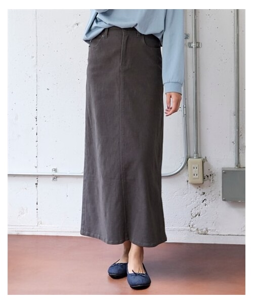 nissen（ニッセン）の「ストレッチゆるリラックスカラーデニムスカート（ゆったりヒップ）＜大きいサイズ有＞（スカート・レディース・ソフトピンク/ソフトカーキ/バニラソフト/セサミグレー/ラベンダー・L/LL/3L/4L/5L/6L/8L/10L/M/S）」の20枚目の写真