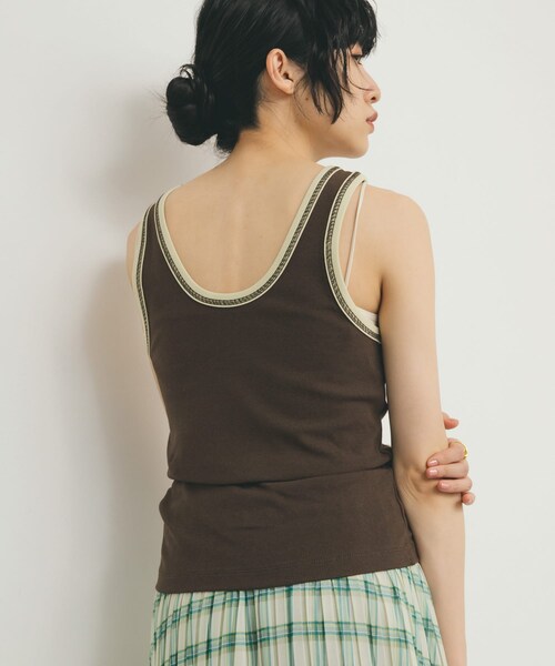 KBF（ケイビーエフ）の「バイカラータンクトップ（タンクトップ・レディース・L.BEIGE/BLUE GRAY/D.BROWN・one）」の11枚目の写真