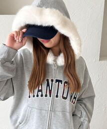 kutir（クティール）の「パッチワークダブルジップファーパーカー/フーディ（その他）」