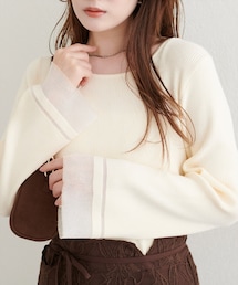 natural couture（ナチュラルクチュール）の「【WEB限定】袖口シアーフレアニット（ニット/セーター・レディース）」