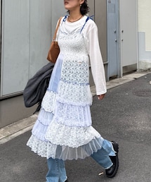 CIAOPANIC TYPY（チャオパニックティピー）の「★【HELLO.SANFRANCISCO/ハローサンフランシスコ】2WAYレースブロッキングティアードスカート（スカート）」