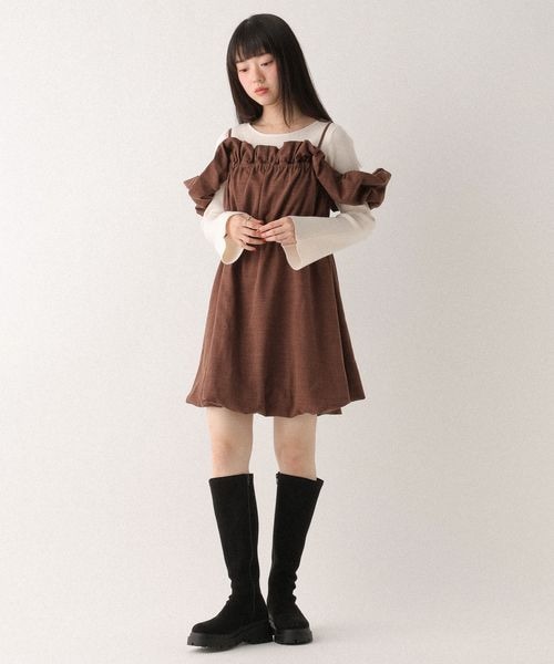 Heather（ヘザー）の「フリルスリーブバルーンミニワンピース（）」 - WEAR