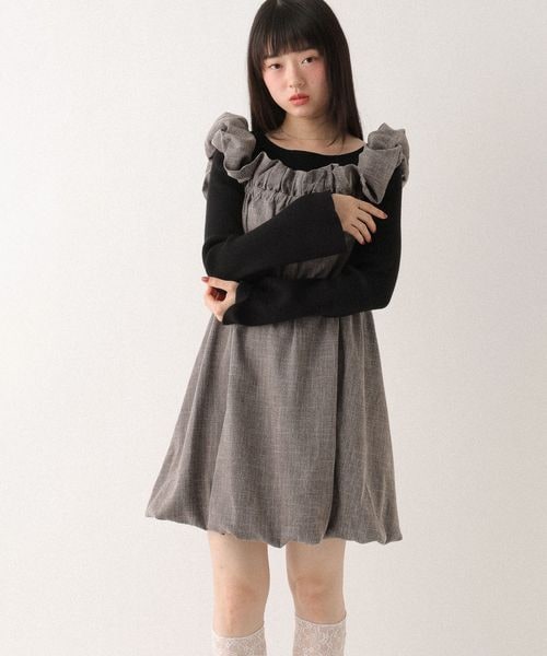 Heather（ヘザー）の「フリルスリーブバルーンミニワンピース（）」 - WEAR