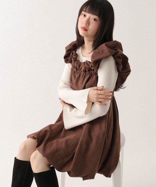 Heather（ヘザー）の「フリルスリーブバルーンミニワンピース（）」 - WEAR
