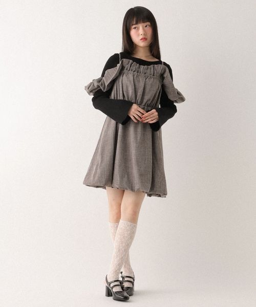 Heather（ヘザー）の「フリルスリーブバルーンミニワンピース（）」 - WEAR