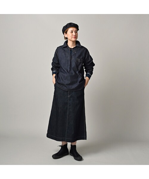 45R（フォーティファイブアール）の「45プチデニムの908ダッファーシャツ（濃）（その他・レディース・79-インディゴ 濃・02-S/04-L）」の3枚目の写真