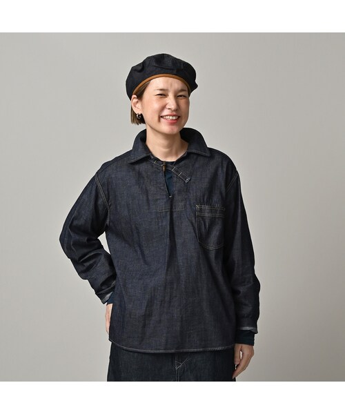 45R（フォーティファイブアール）の「45プチデニムの908ダッファーシャツ（濃）（その他・レディース・79-インディゴ 濃・02-S/04-L）」の8枚目の写真