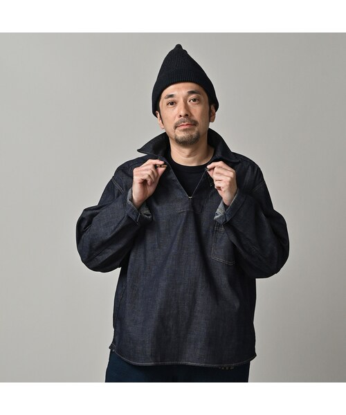 45R（フォーティファイブアール）の「45プチデニムの908ダッファーシャツ（濃）（その他・レディース・79-インディゴ 濃・02-S/04-L）」の9枚目の写真