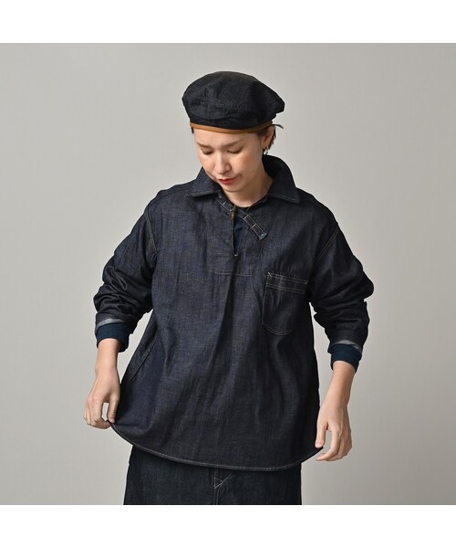 45R（フォーティファイブアール）の「45プチデニムの908ダッファーシャツ（濃）（その他・レディース・79-インディゴ 濃・02-S/04-L）」の5枚目の写真