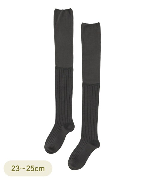 3coins（3coins）の「リブニーハイソックス（ソックス/靴下・レディース・ブラック/チャコールグレー/アイボリー・FREE）」の3枚目の写真