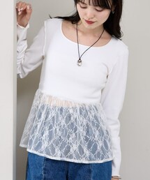 mystic（ミスティック）の「レースドッキングロンT（Tシャツ/カットソー・レディース）」
