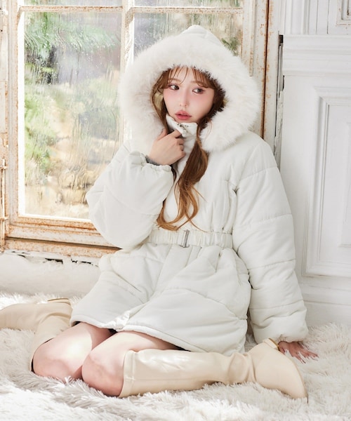 CIVAZIZE ホワイトファー付きニットガウン one after another NICE CLAUP（ワンアフターアナザーナイスクラップ