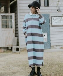 FILA（フィラ）の「裏起毛マルチボーダーラガーワンピース（ワンピース/ドレス）」