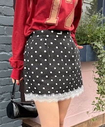 CIAOPANIC（チャオパニック）の「〈ドット/ストライプ/無地〉レースヘムミニスカート（スカート）」