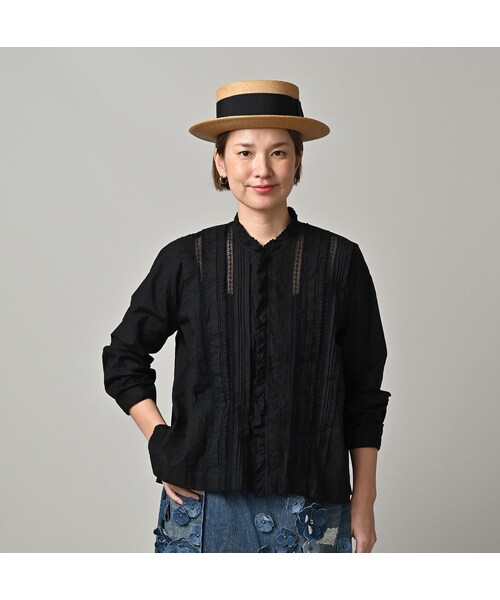 45R（フォーティファイブアール）の「スーピマバチストのカットワークブラウス（その他・レディース・92-クロ・02-M/03-L）」の4枚目の写真